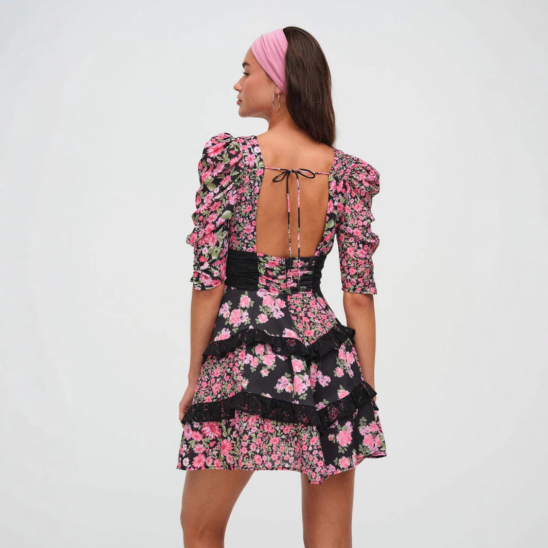 Floral Lace Patchwork Dress Women
