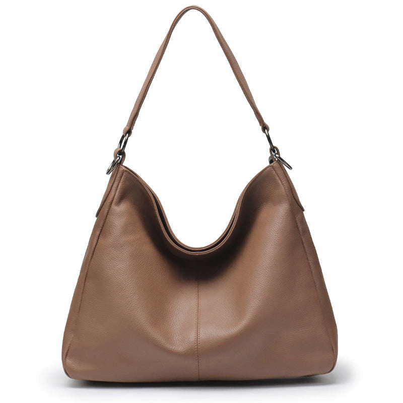 Womens High-Capacity First-Layer Cowhide Shoulder Crossbody Bag