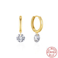 S925 Sterling Silver Simple Single Rhinestone Earrings Female