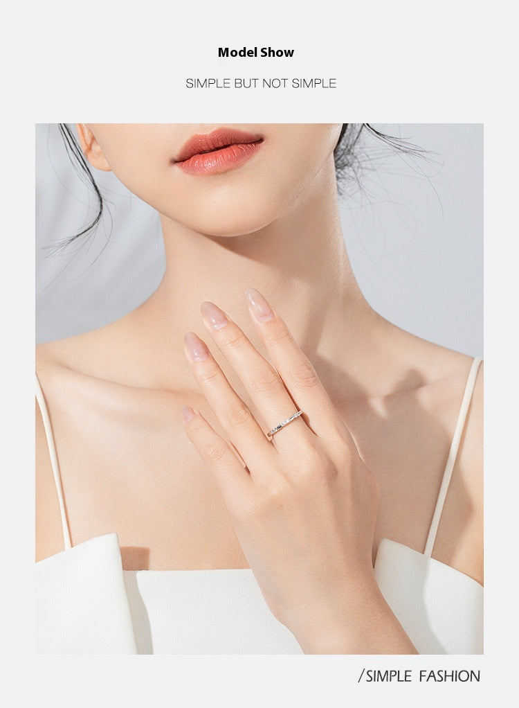 S925 Sterling Silver Geometric Design Zircon Ring