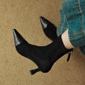 New AutumnWinter Retro Pointed-Toe Patchwork Slim Boots For Women