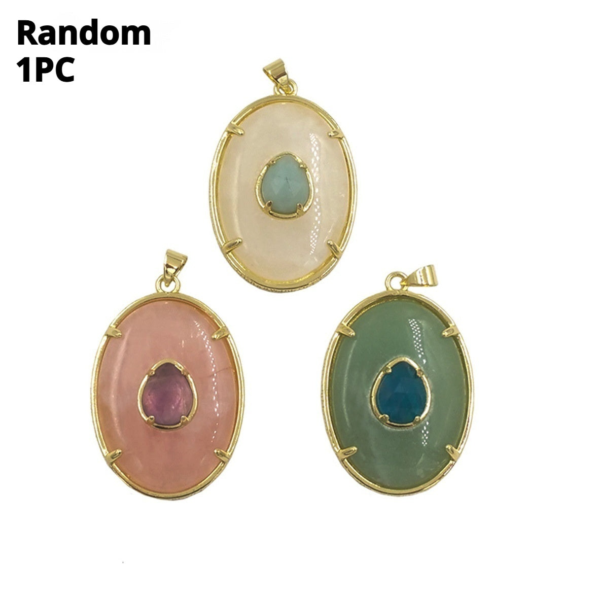 18k Gold-Plated Oval Rose Quartz Chalcedony Pendant