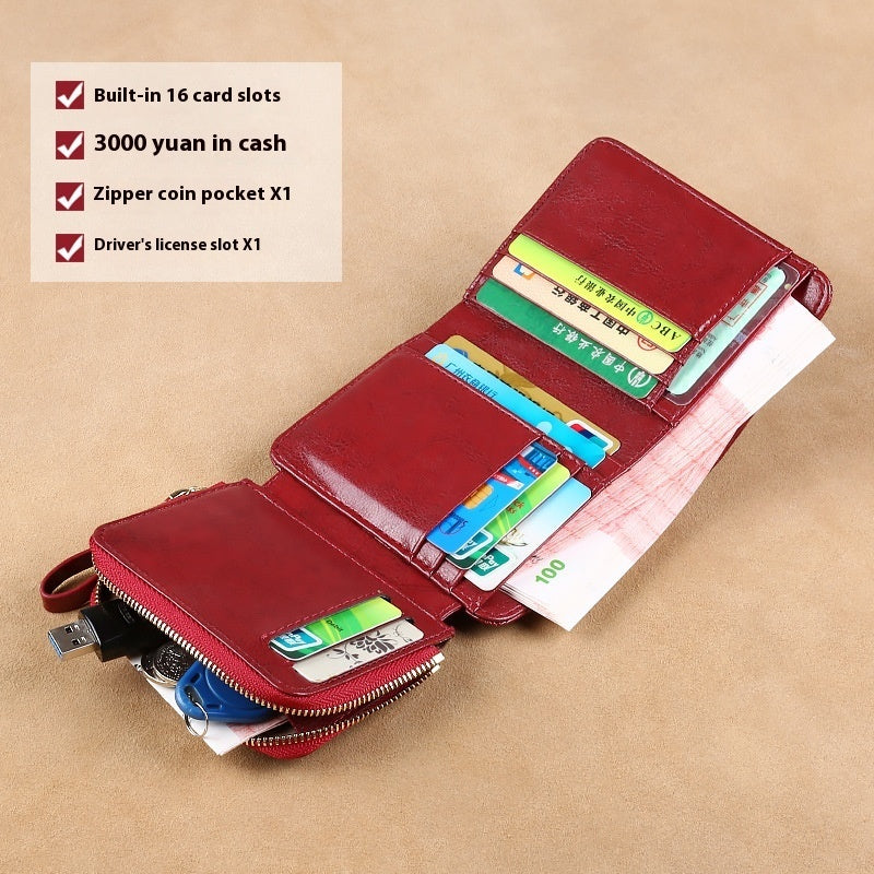 Women's Fashion Short Large Capacity Buckle Wallet