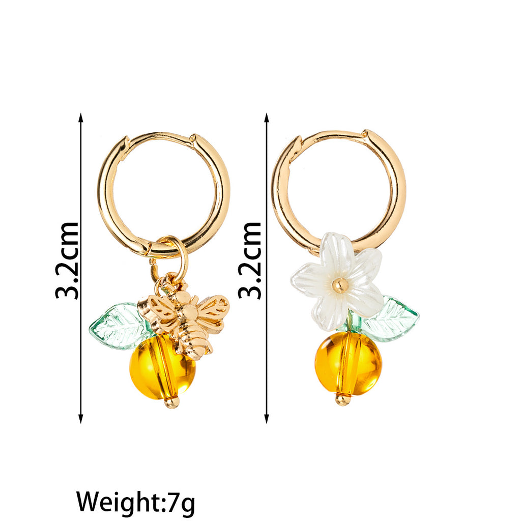 Sweet Alloy Bee Glass Leaf Flower Pendant Women's Ear Cuffs